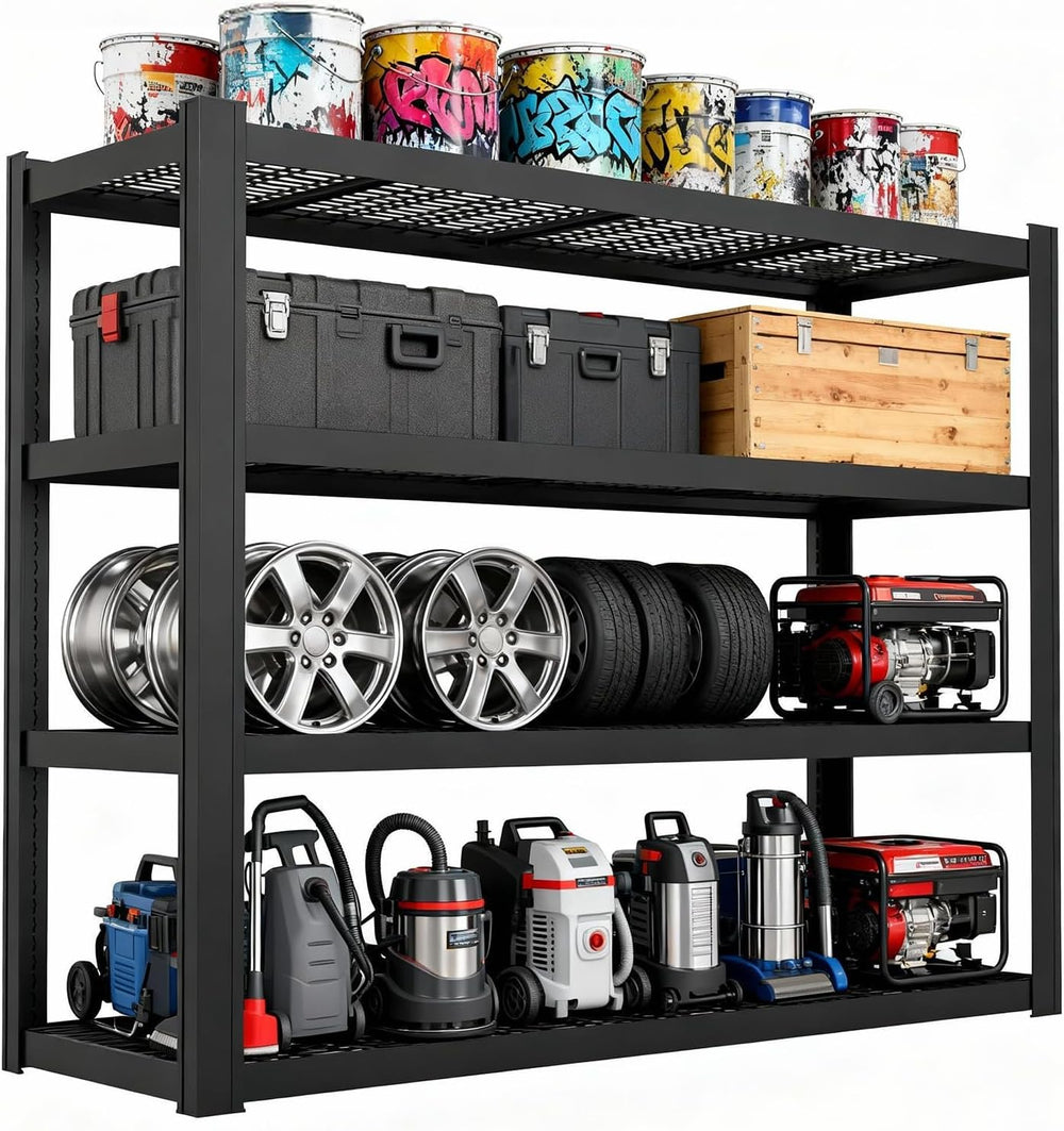 71" Wx71 H Industrial Shelving,8000LBS Garage Storage Shelves,4 Tier Adj...