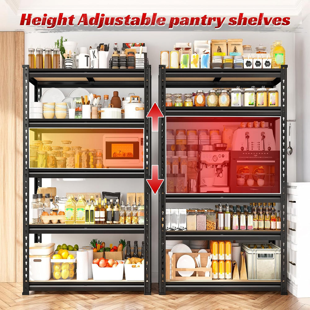 REIBII Storage Shelves,Set of 4,5 Tier Garage Shelving Heavy Duty,Adjustable ...