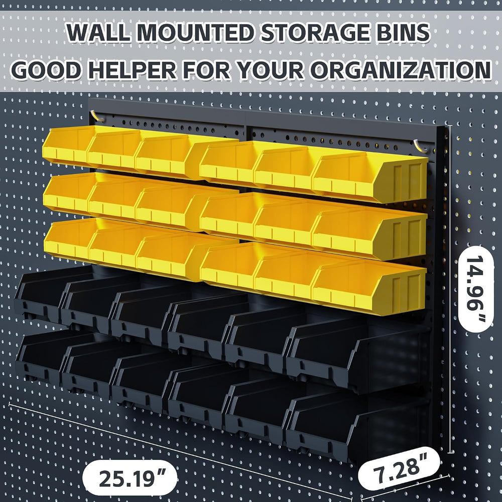 KJE 30PCS Wall Mounted Storage Bins, Plastic Tool Organizer for Garage Storag...