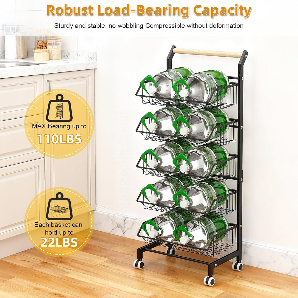Anvazise 5-Tier Snack Cart with Wheels Adjustable Rolling Pantry Kitchen Cart...