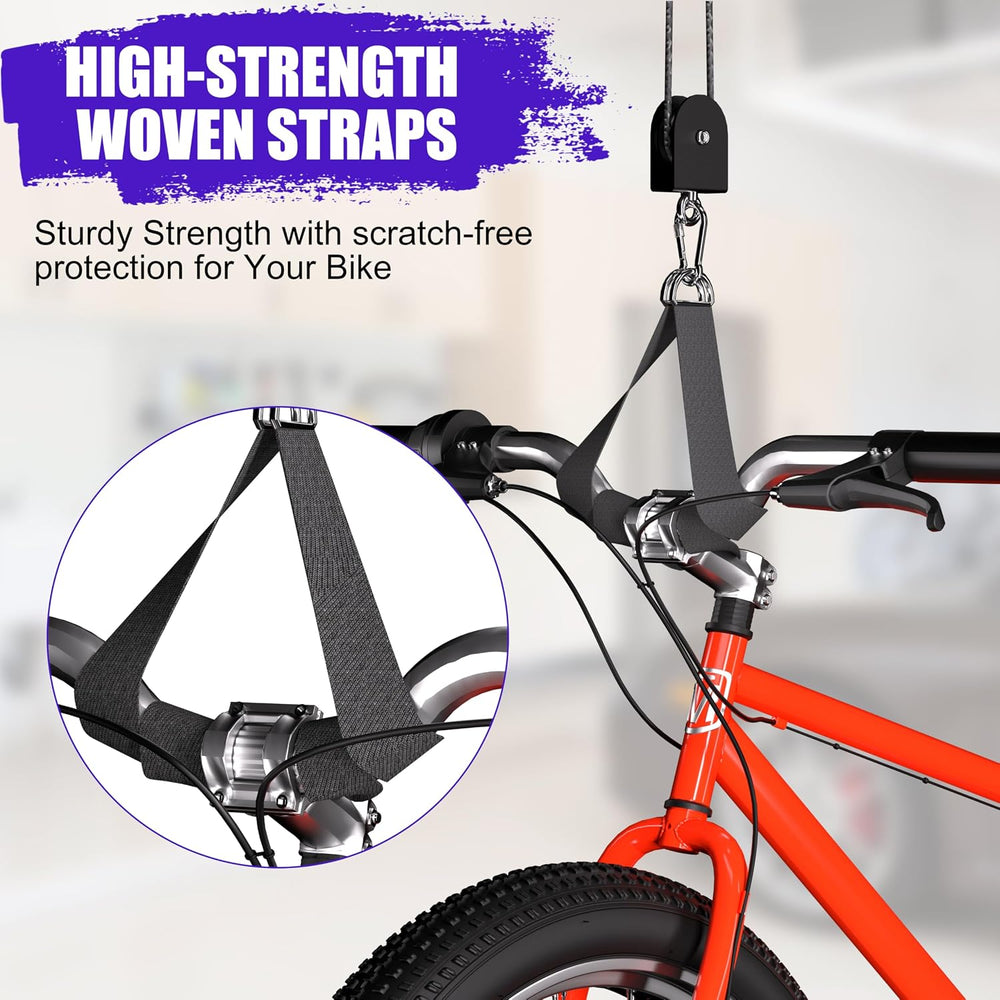 TRUSOON 2-Pack Bike Hoist, Heavy Duty Ebike Pulley System for Garage, 85lb