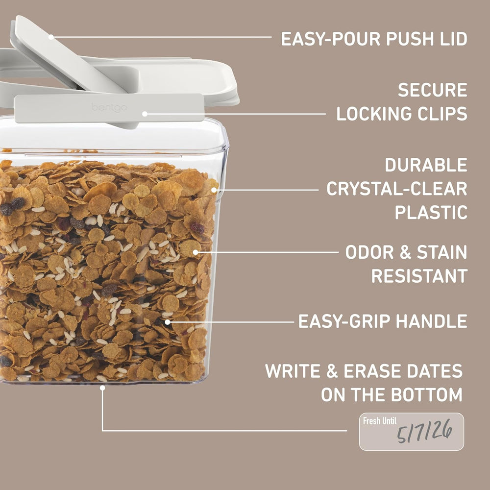 Bentgo Pantry - 6-Piece Airtight Cereal Containers, Easy Push & Pour Lid,...