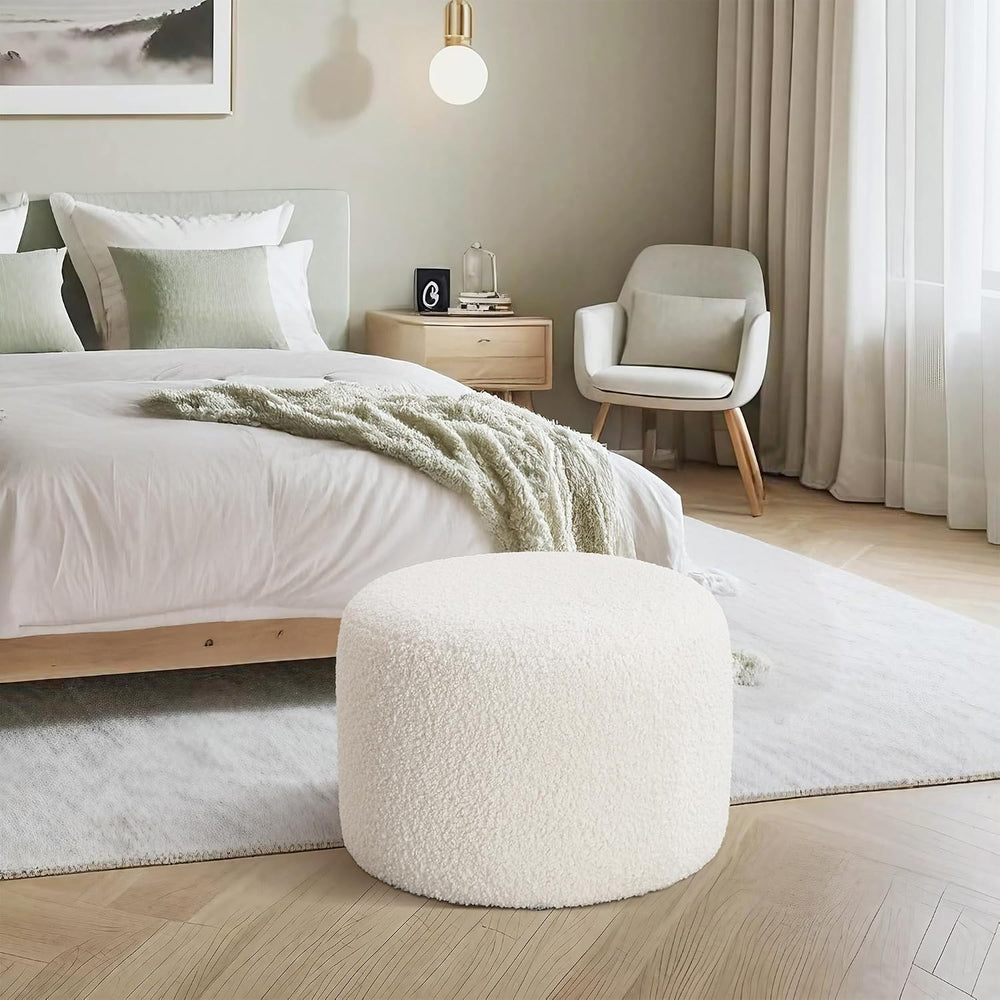 Flouki Pouf Ottoman Footrest, Foot Stools, Modern Round Upholstered Ottomans,...