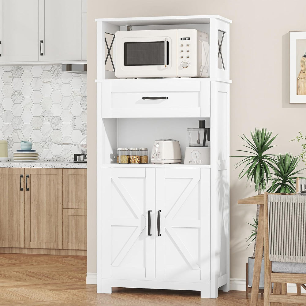 Saudism 55" Pantry Storage Cabinet with Drawers and Barn Doors
