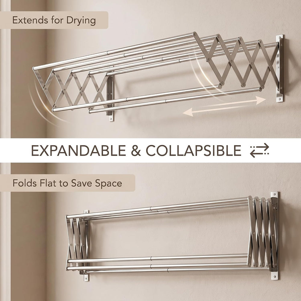 HILLHOUSE Wall Mounted Drying Rack Foldable Accordion Clothes Laundry Rack