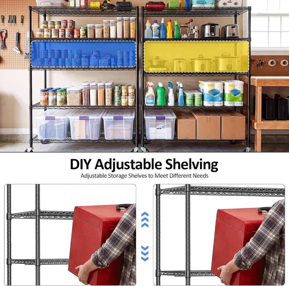 IZEUK Heavy-Duty 24" Depth Black Metal Wire Pantry Shelves for Storage