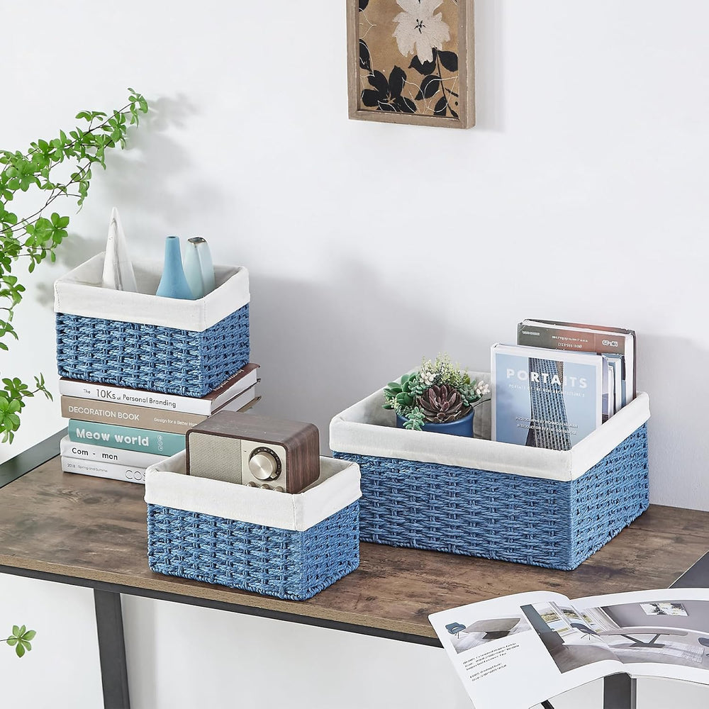 Vagusicc Wicker Basket, Set of 3 Hand-woven Storage Baskets for Organizing, R...