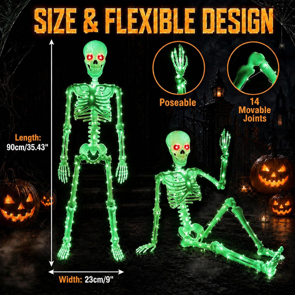 Halloween Decorations Outdoor Skeletons Set - 2 Pack 36" (90cm) Light Up...