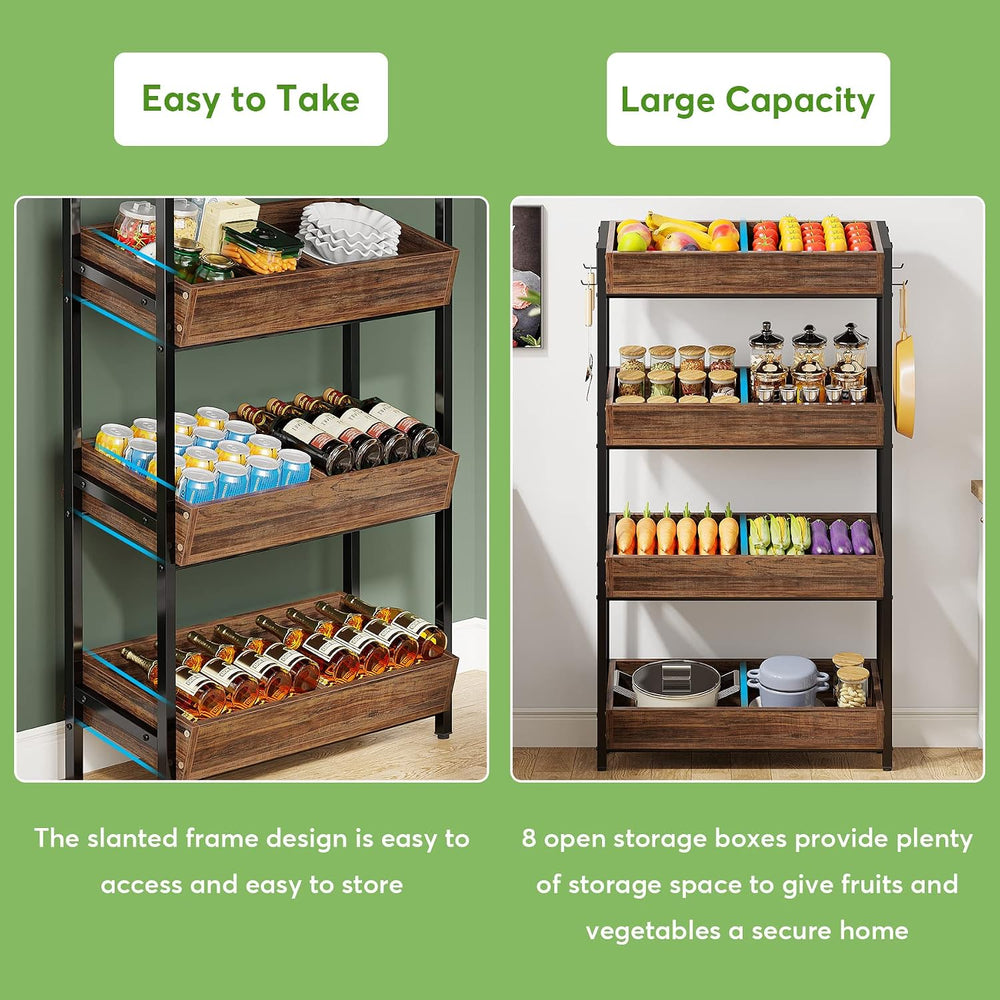 Tribesigns Wood Fruit and Vegetable Basket Stand Rack for Kitchen, Office, St...