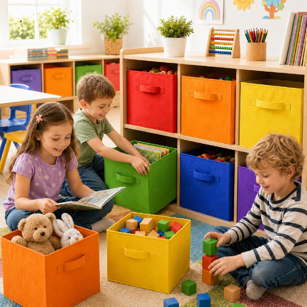 Yinder 12 Pcs Cube Storage Bin Rainbow 10.5''x10.5''x11'&...