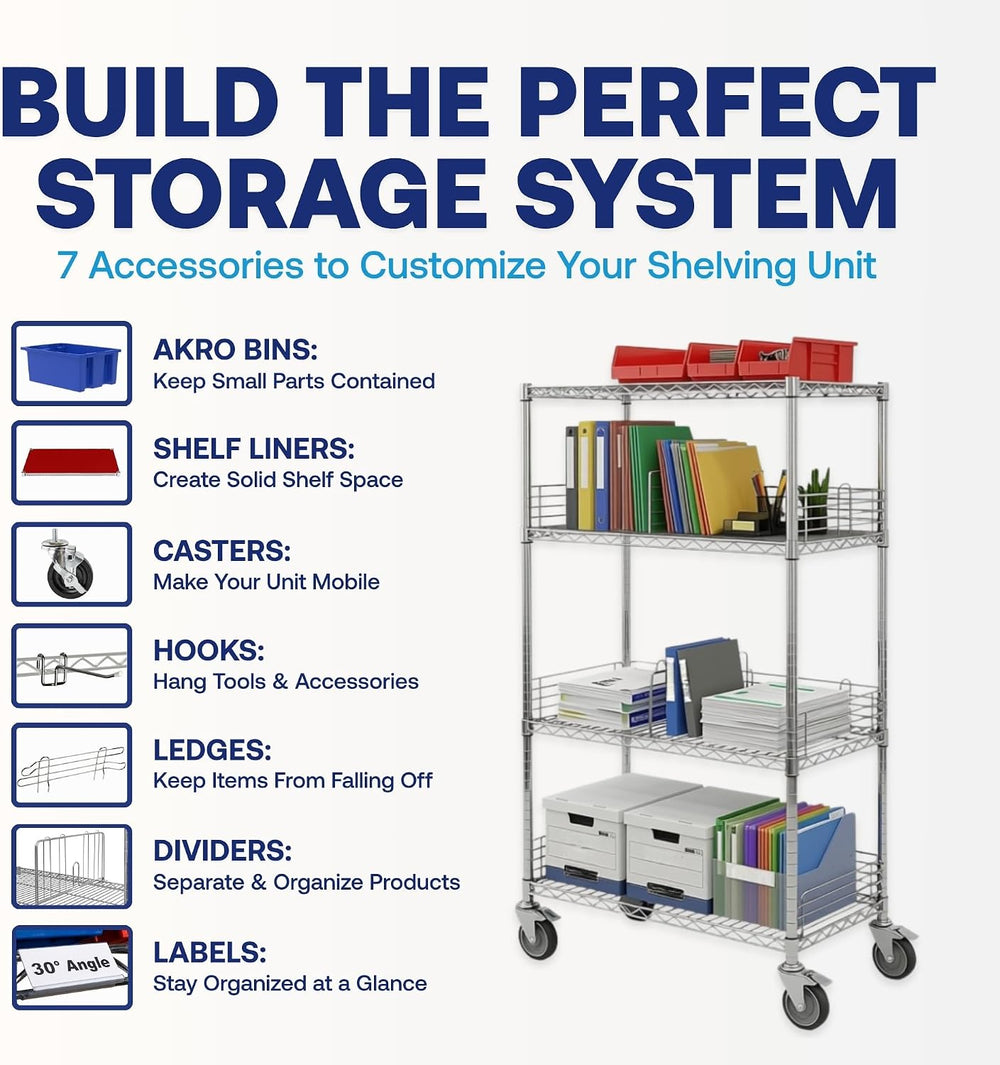 Shelving Inc. 8" d x 8" w Chrome Wire Shelving with 3 Tier Shelves