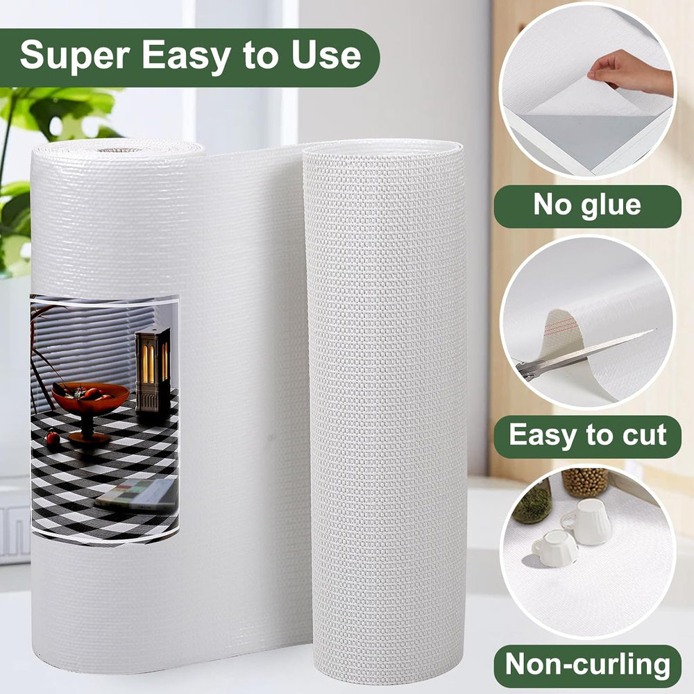 Practical White Shelf Liners for Kitchen Cabinets Non-Slip 18" x30FT