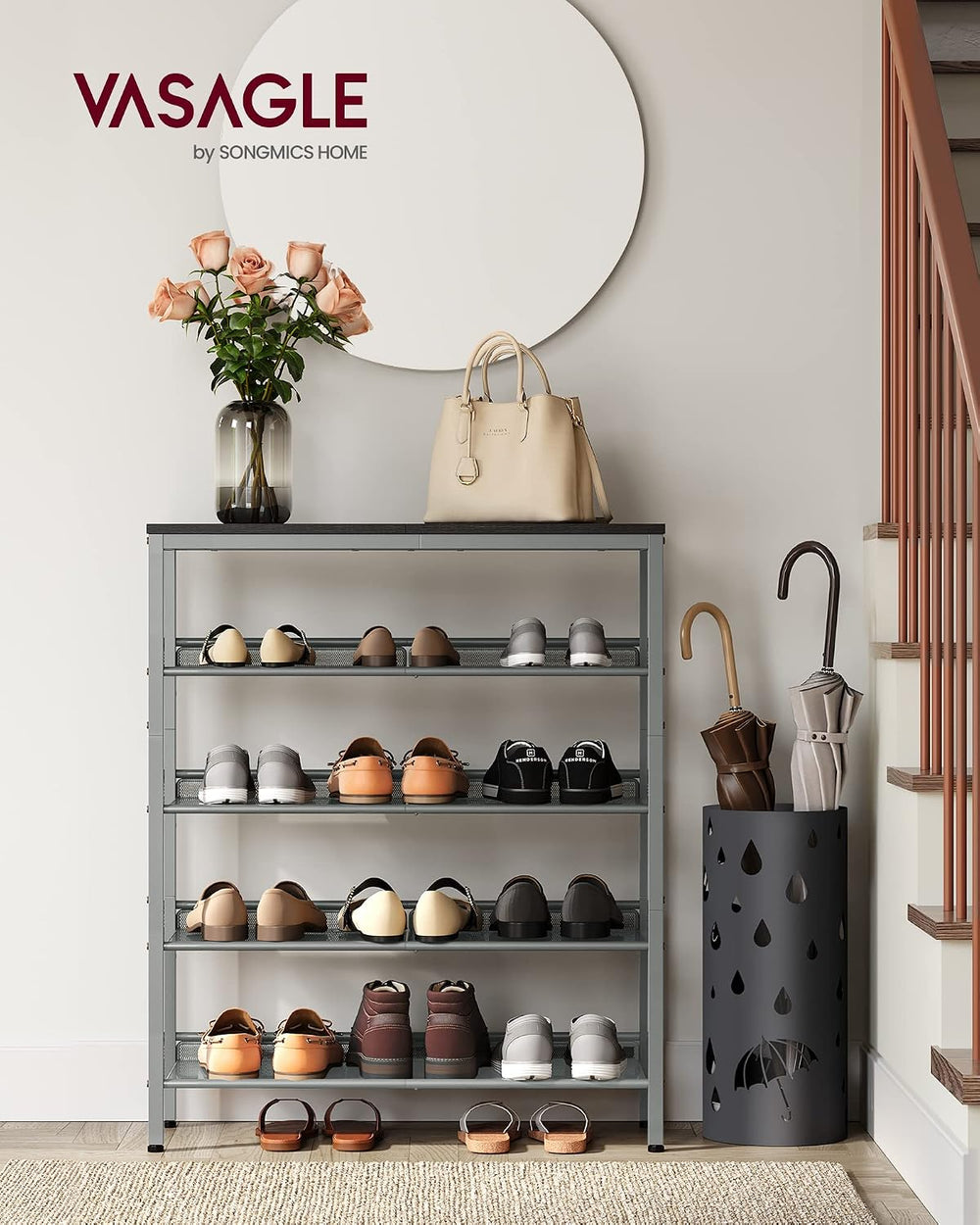 VASAGLE 5-Tier Shoe Rack, Adjustable, Freestanding