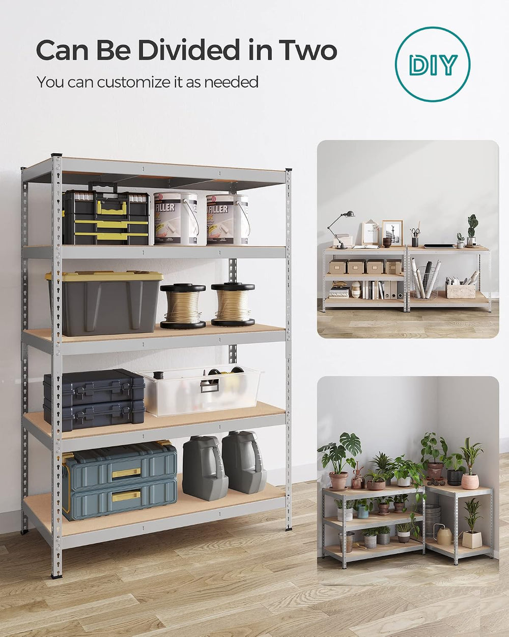 SONGMICS 5-Tier Storage Shelves, Load 2310 lb, Garage Storage, Boltless Assem...