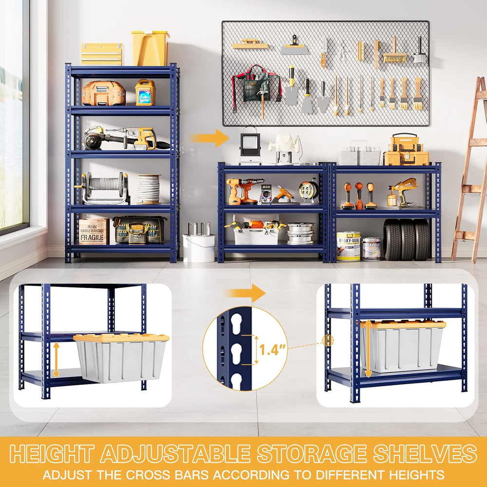 REIBII Garage Shelving 2000 LBS Storage Shelves Heavy Duty Metal Shelving Uni...