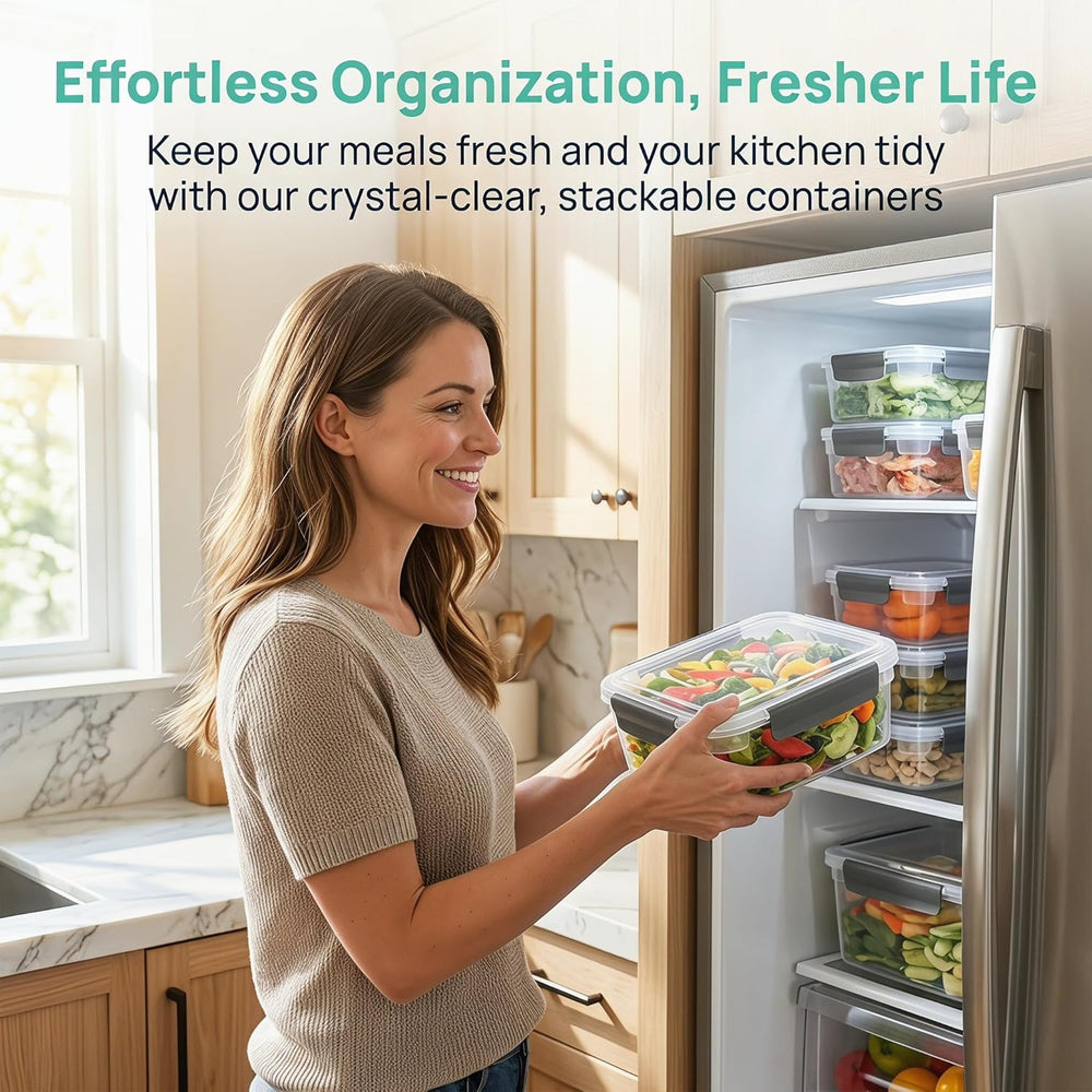 9 cup Plastic Food Storage Containers with Lids Nestable Freezer Dishwasher S...