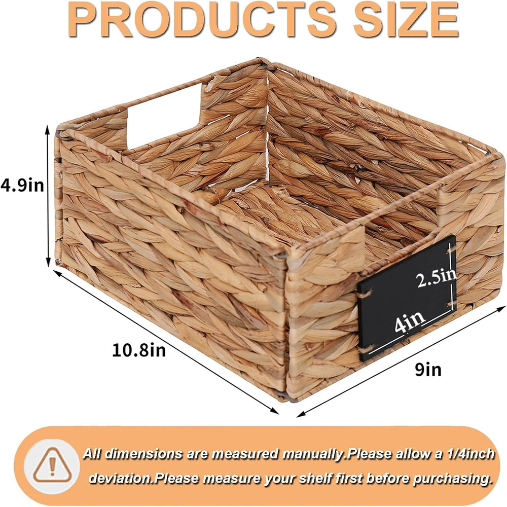 Woven Storage Baskets Set of 4 Basket with Chalk Labels, 10.8x9x4.9 Inch