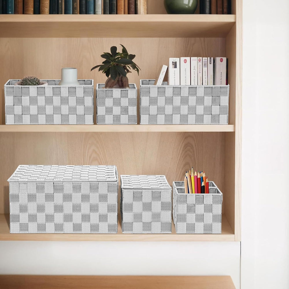Woven Polypropylene Basket Set of 8, Woven Storage Basket, Woven Strap Basket...