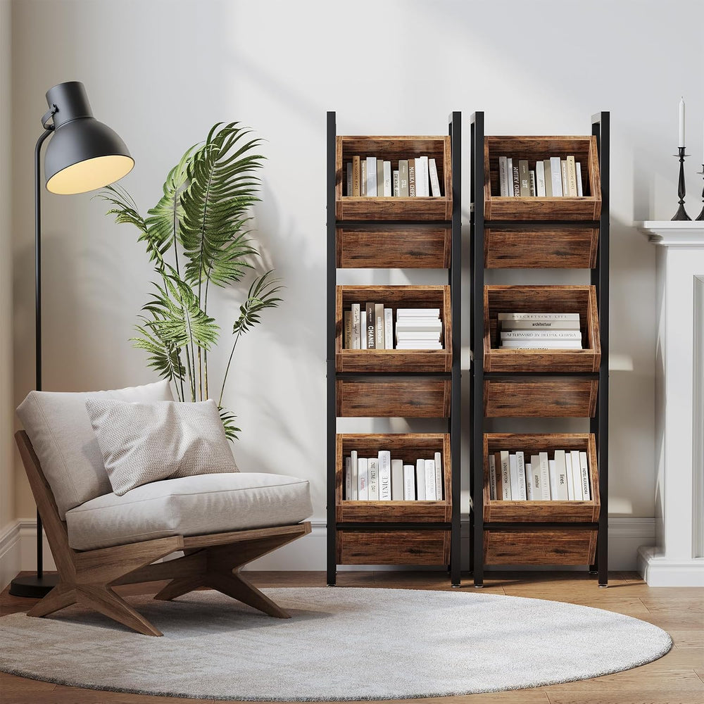 LITTLE TREE 3-Tier Basket Stand, Wooden Floor Stand Shelving Unit, Standing O...