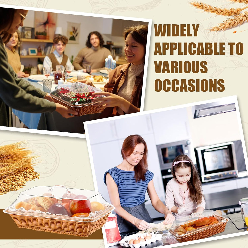 Mumufy 2 Packs Bread Baskets for Serving with Lid 14.17x10.24x2.56'' ...