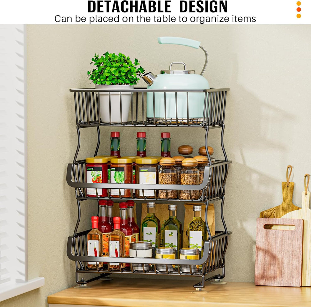 Gsiekare 3-Tier Rolling Pantry Organizer and Storage Cart with Wheels