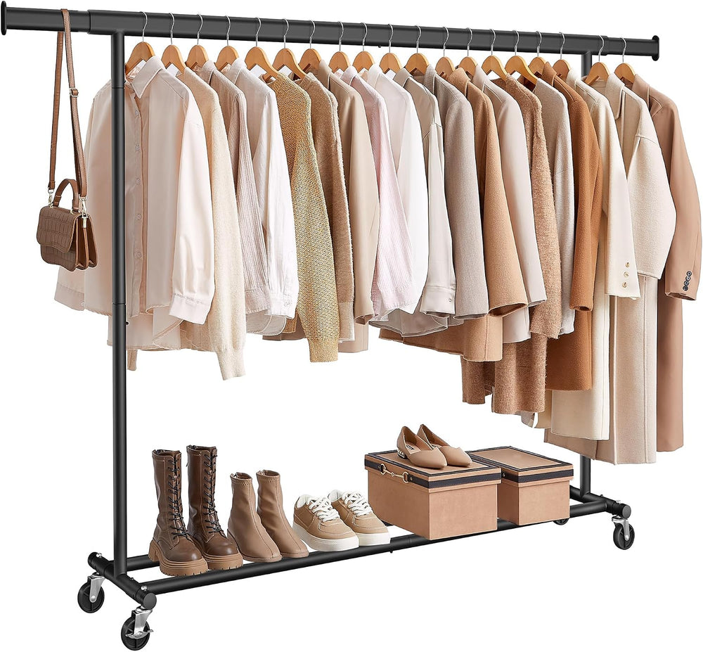 SONGMICS Clothes Rack with Wheels, Heavy-Duty, 330 lb Load Capacity