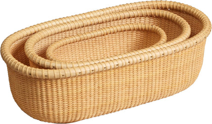 Nantucket Nested Party Baskets Tea Fruit Basket Handicraft Storage Basket Desktop Organizer Woven Rattan Handwoven rattanStorage Basket and Home Organizer Bins