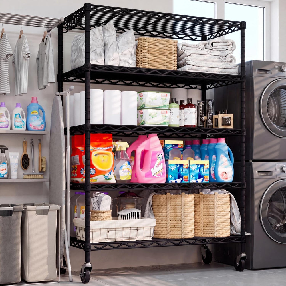 PrimeZone Wire Storage Rack with Wheels, 24"W x 18"D x 75"H Me...