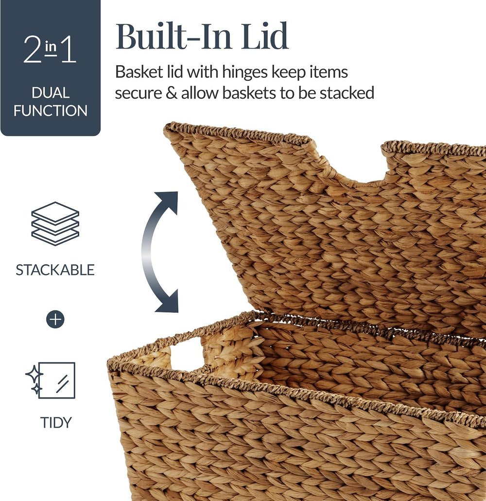 Best Choice Products Set of 2 X-Large & Medium Woven Storage Baskets W/Li...