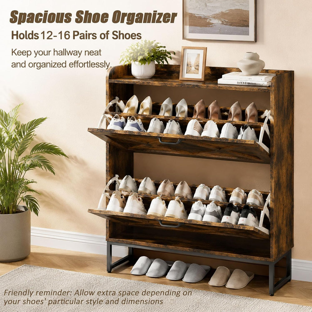 Nicetree Shoe Cabinet Storage for Entryway, Slim Shoe Storage Cabinet with 2 ...