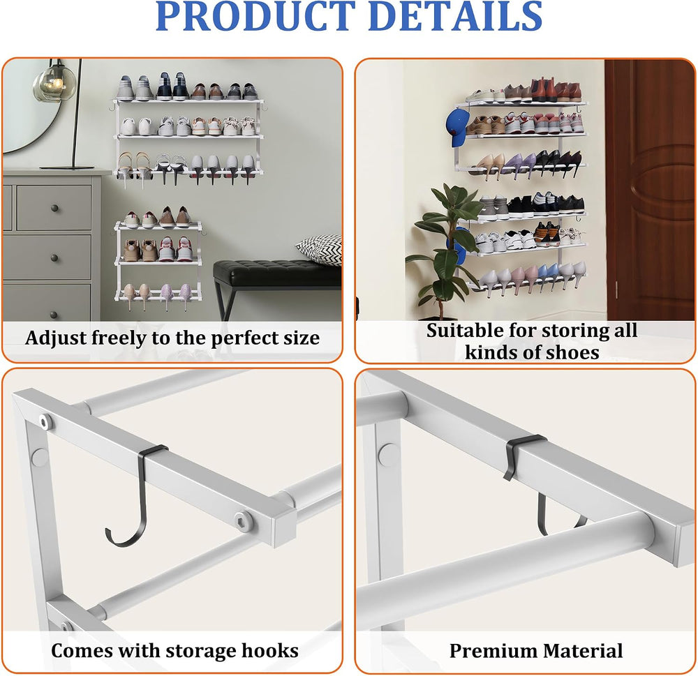 3 Pack Wall Mounted Shoe Rack, 3 Tier Hanging Shoe Rack Holds 36 Pairs, 17&qu...