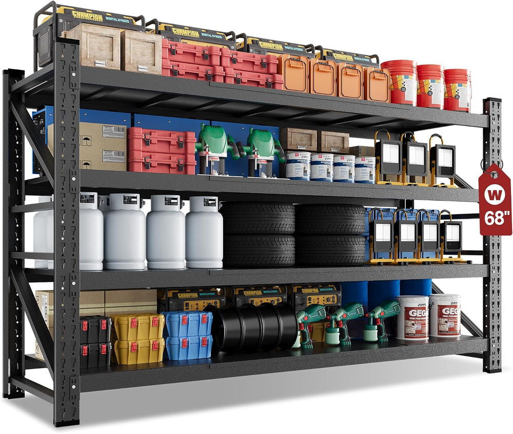 68" Wide Industrial Storage Shelves, 8000LBS Garage Shelving Heavy Duty,...