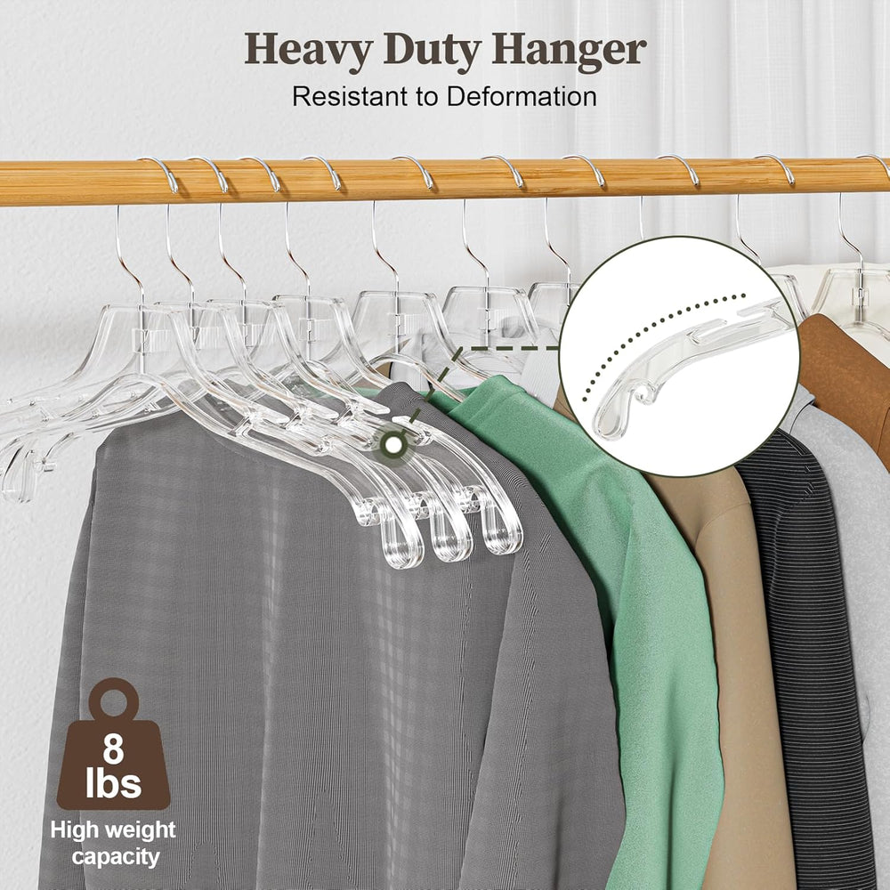 Clear Plastic Hanger 50 Pack, Heavy Duty Clothes Hangers