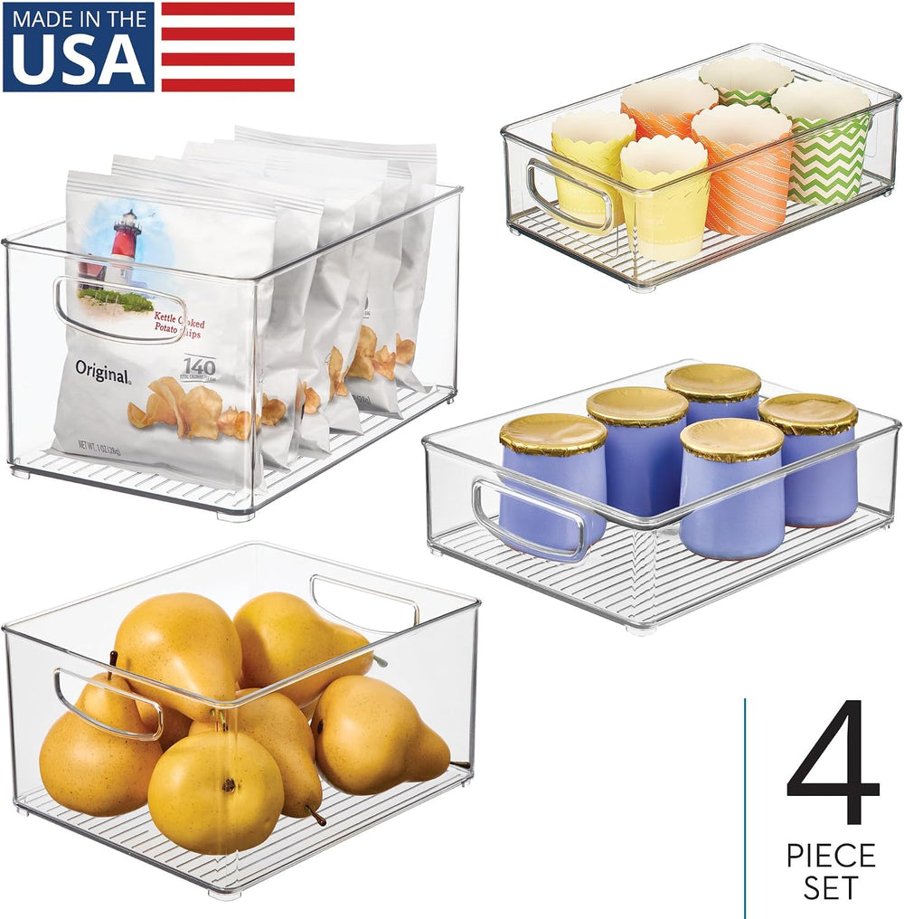 iDesign Stackable Pantry Bins with Handles, 4 Different Sizes, 4 Pack, Clear,...