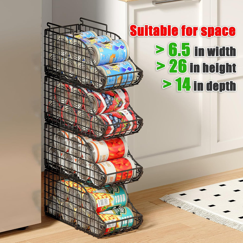 6 Pack Stackable Can Organizer for Pantry Cabinet Food Storage