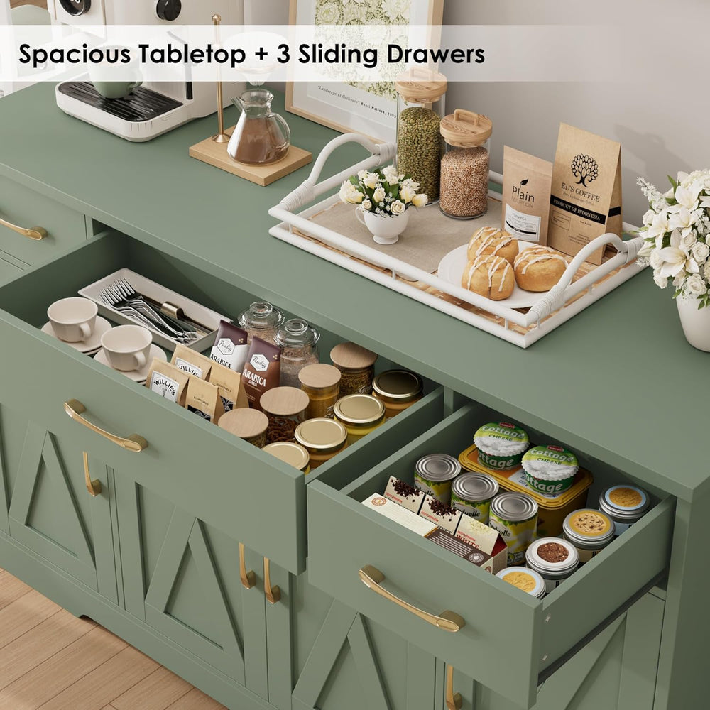 HOSTACK Kitchen Buffet Sideboard Storage Cabinet, Coffee Bar Cabinet, Green