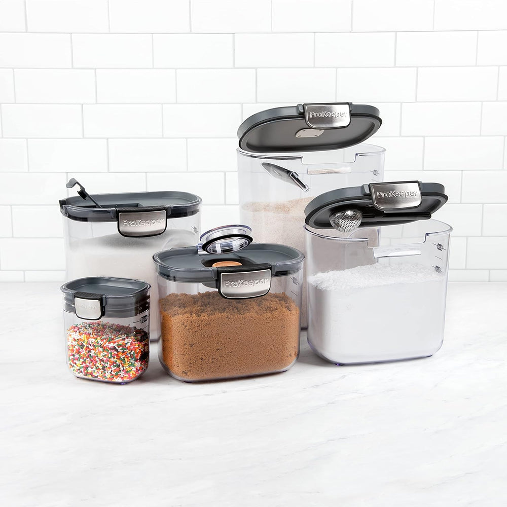 ProKeeper+ Airtight Food Storage Container Set – Clear Plastic Flour and Suga...