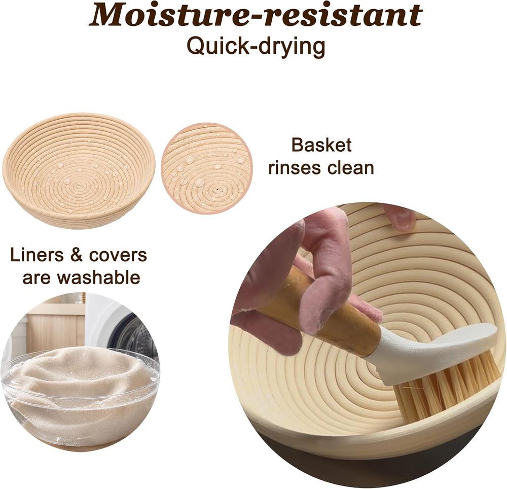 Sourdough Bread Proofing Basket Kit, 9" Round and 10" Oval Banneton...