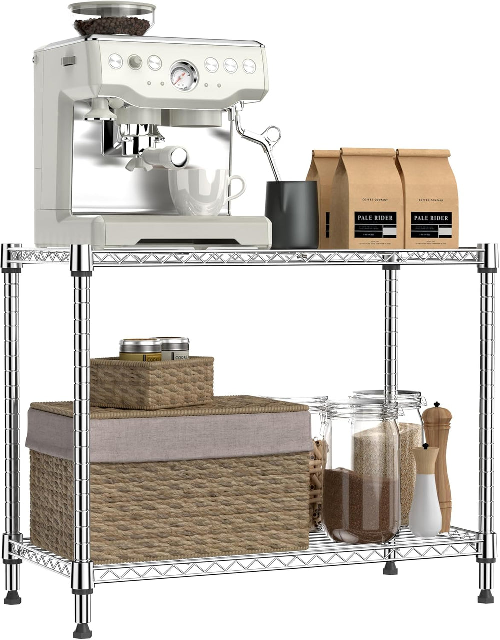 IZEUK 2 Tier Adjustable Metal Storage Shelving Unit, Heavy Duty Wire Rack Org...