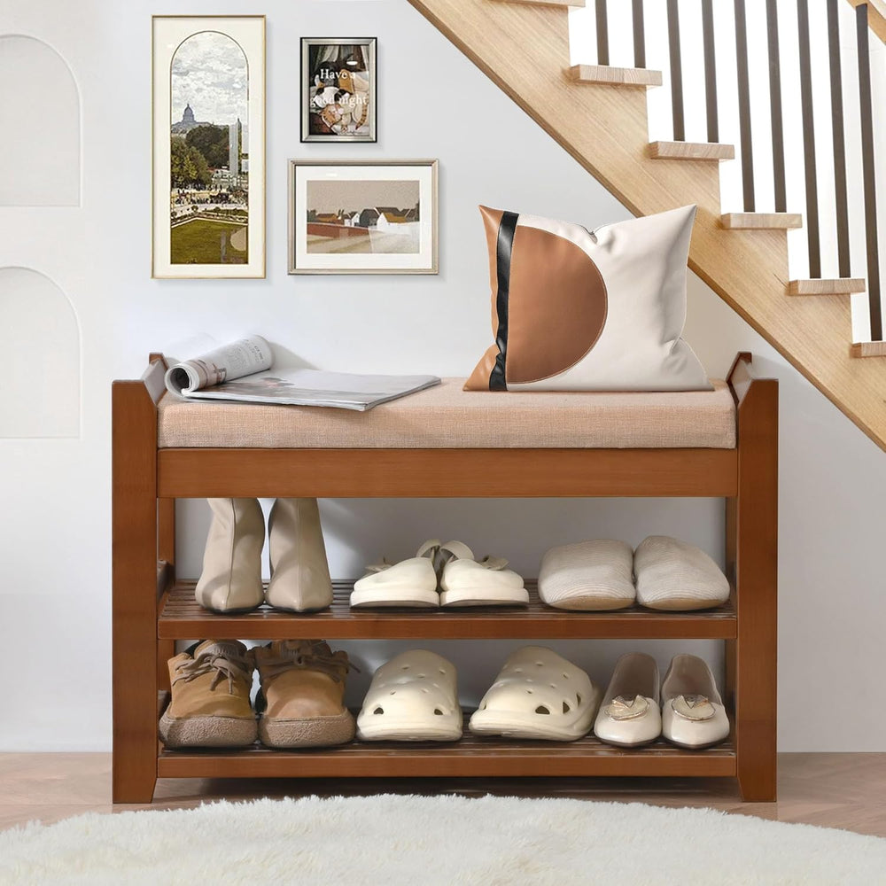 PETKABOO Shoe Rack Bench with Cushion, Shoe Rack for Front Door Entrance, Sho...