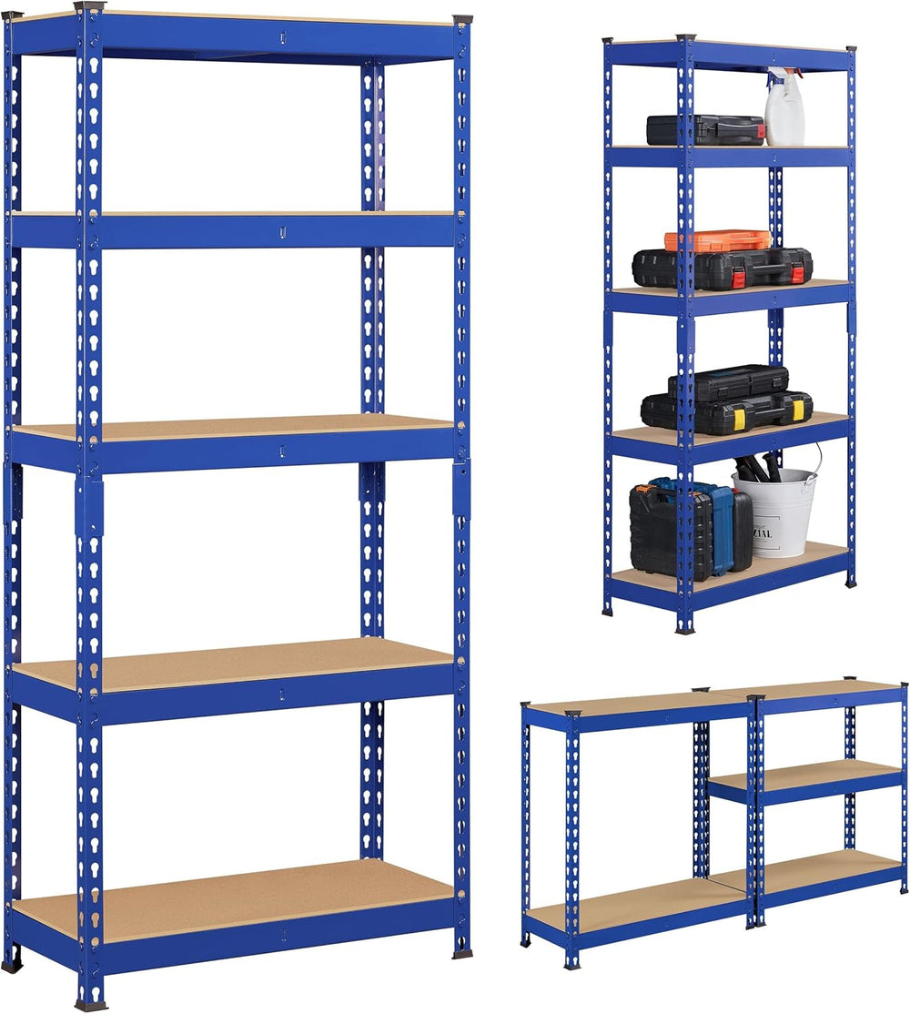Topeakmart 5 Tier Metal Storage Shelving Unit, 27.5x12x60 Inch, Blue