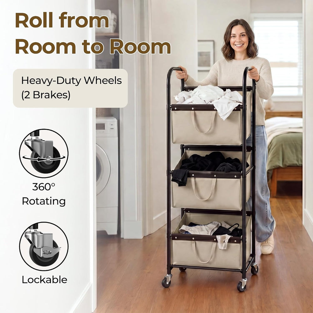 GRANNY SAYS 3 Tiered Laundry Sorter, Narrow Hamper Cart with Wheels