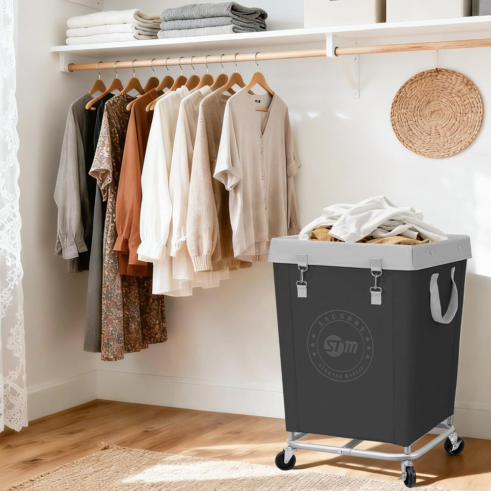 STORAGE MANIAC Commercial Laundry Hamper with Heavy Duty Steel Frame, 160 L I...
