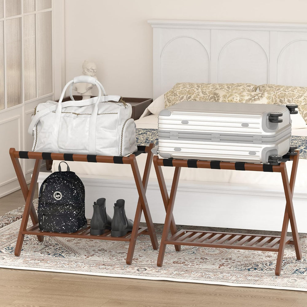 Luggage Racks Suitcase Stand Foldable With Storage Shelf For Guest Room Hotel...