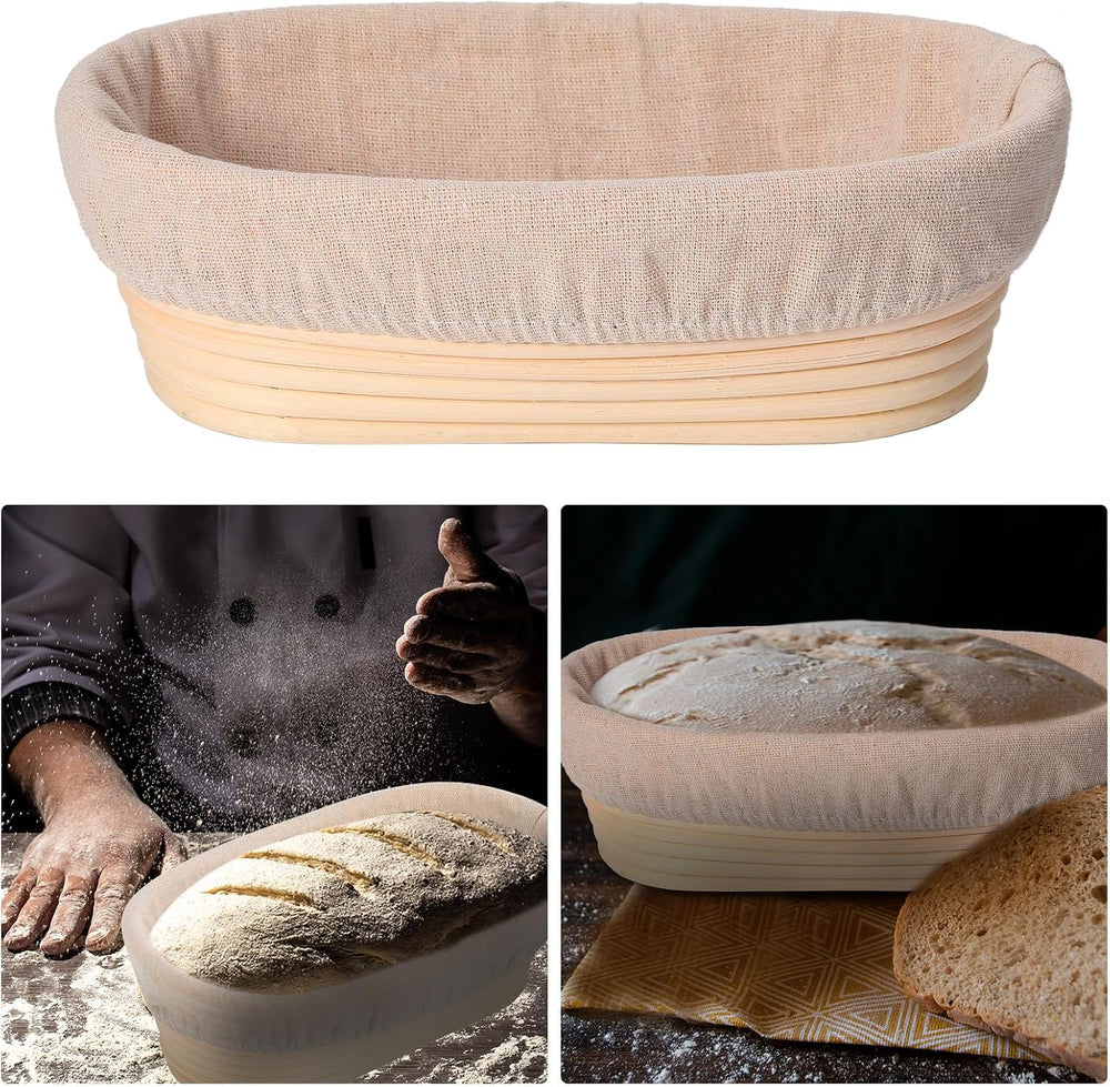 Gejoy 12 Set Bread Proofing Baskets Oval Shaped Banneton Dough Proofing Bowls...