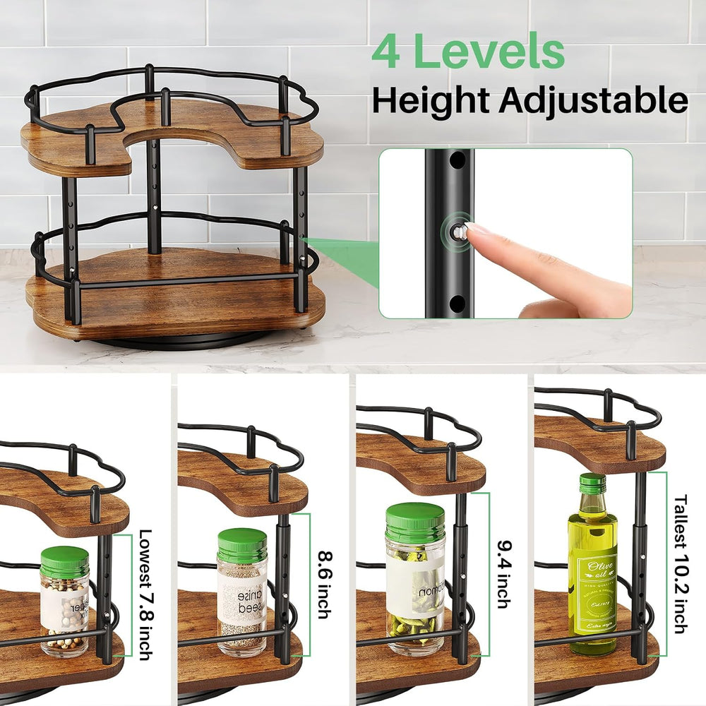 SNTD Spice Organization for Cabinet, Lazy Susan Spice Rack, 10 in, Black
