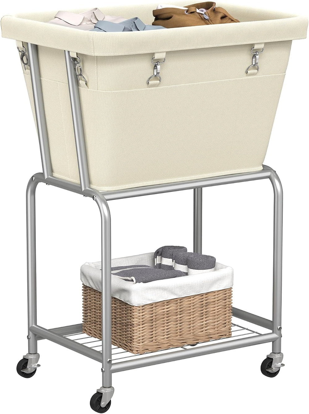 ELYKEN Rolling Laundry Hamper with Wheels, Removable Bag, Laundry Cart