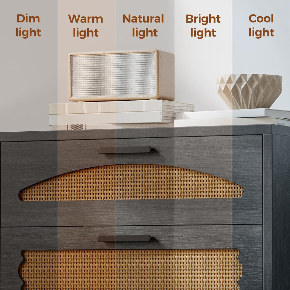 Mericonia 4 Drawer Rattan Dresser for Bedroom, Wood Tall Dresser for Closet w...