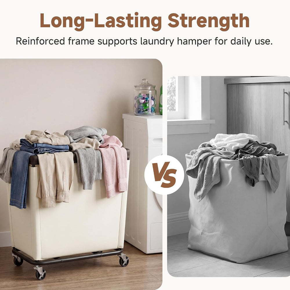 StorageWorks Laundry Hamper with Wheels, 310L Large Beige Basket Cart