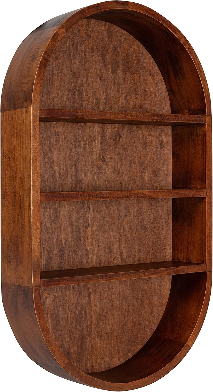 Kate and Laurel Hutton Midcentury Capsule Wall Shelf; 16 x 28; Walnut Brown; ...
